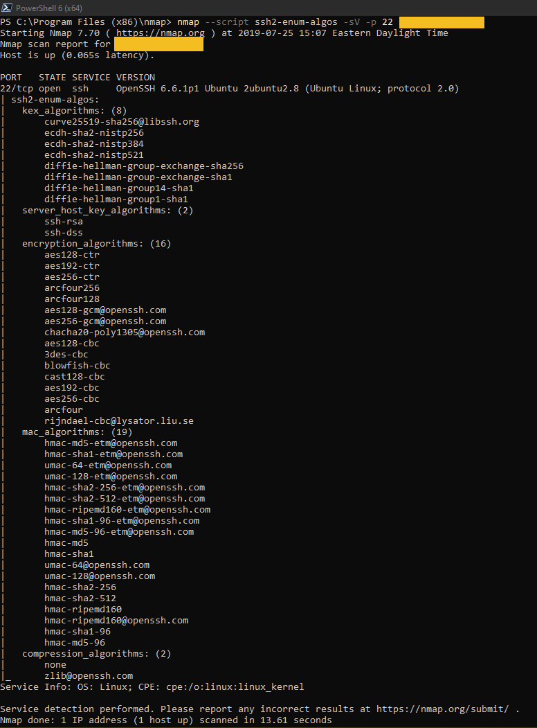 NMAP Query against Billing Server Primary node.