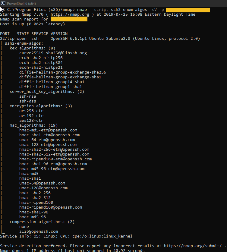 NMAP Query against Billing Server Secondary node.