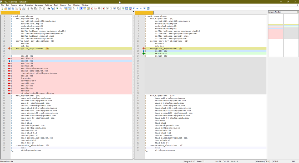 Let's do a stare and compare using NP++.