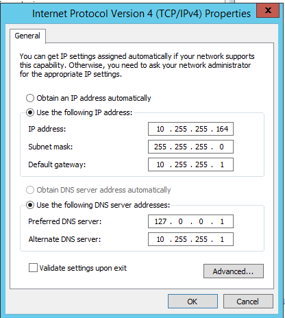 Network Properties view for IPV4.