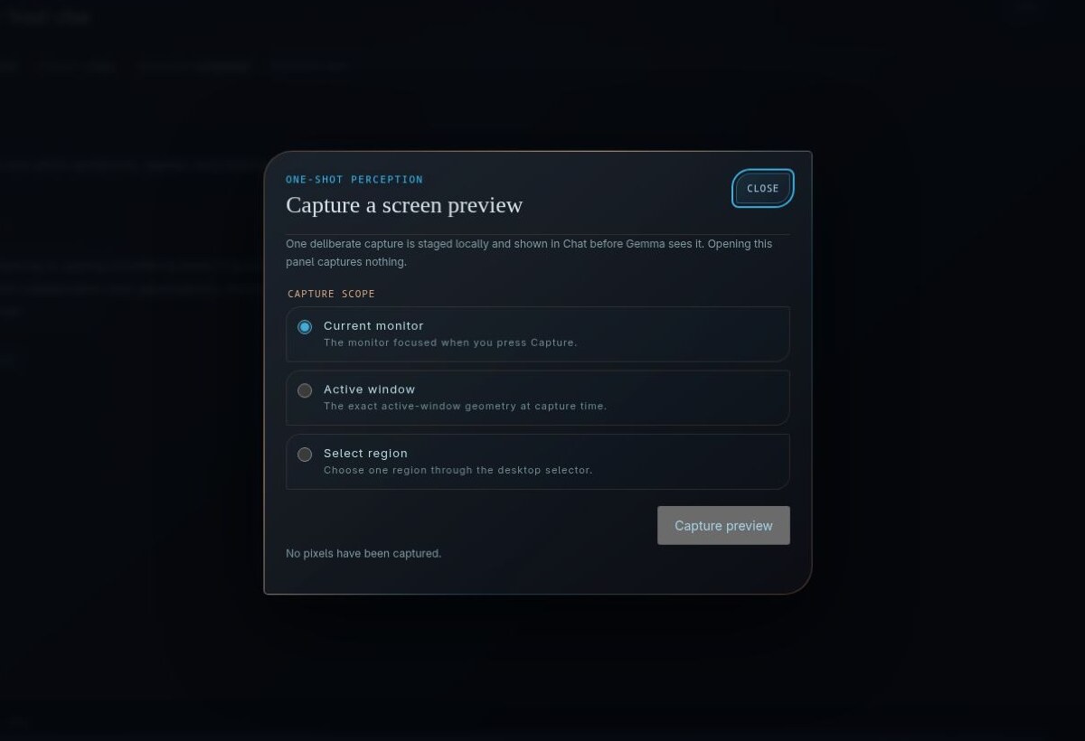 Soul Slash one-shot screen capture dialog offering current monitor, active window, or selected region and stating that no pixels have been captured