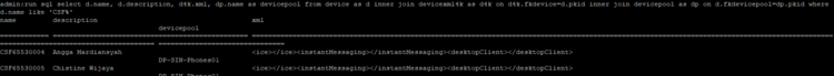 Modified version of my initial query to include the device pool assigned to the given device.